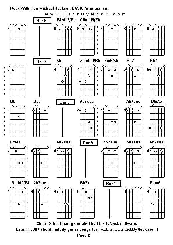 Chord Grids Chart of chord melody fingerstyle guitar song-Rock With You-Michael Jackson-BASIC Arrangement,generated by LickByNeck software.